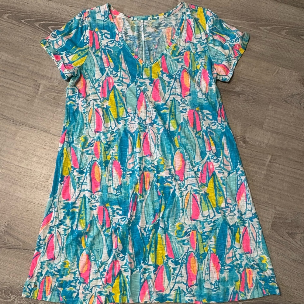 Lilly Pulitzer V-neck Sailboats Cotton Dress - Picture 6 of 9